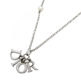 Christian Dior necklace, metal, faux pearl, silver, for women