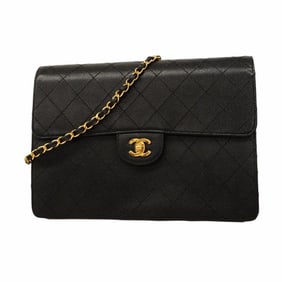 Chanel Matelasse Shoulder Bag with Chain, Caviar Skin, Black, Women's