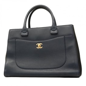 Chanel Neo Executive Leather Tote Bag in Navy, Black, and Champagne
