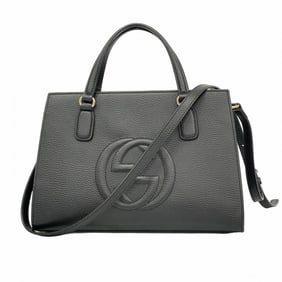 Gucci Interlocking G Handbag 431571 Leather Black 2-Way Bag for Women