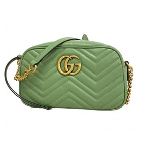 Gucci GG Marmont Leather Shoulder Bag, Green, Women's, P1419641