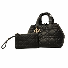 Christian Dior Cannage Toujours Leather Handbag in Black Champagne for Women