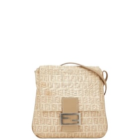 Fendi Zucchino Shoulder Bag 8BT075 Beige Canvas and Leather Women's FENDI