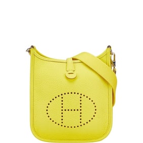 Hermes Hermès Evelyn TPM Shoulder Bag in Lime with Silver Hardware and Taurillon Clemence Leather,
