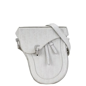 Christian Dior Dior Oblique Saddle Bag, Crossbody Shoulder White Leather, Women's,