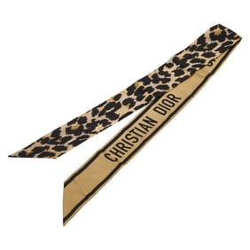 Christian Dior Dior Leopard Print Mitzah Scarf, Beige, Black, Silk, Women's,