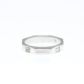 Gucci Octagonal Ring White Gold (18K) Fashion No Stone Band Ring Silver