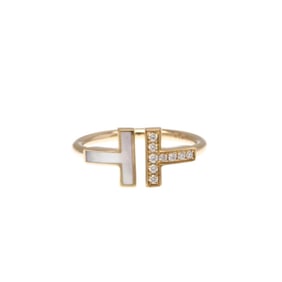 Tiffany T-wire Ring With Diamond Pink Gold (18K) Fashion Diamond,Mother Of Pearl Band Ring Pink Gold