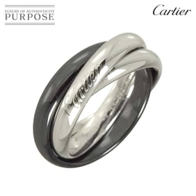 Cartier Trinity MM #48 Ring, Ceramic, 18KWG, 750 White Gold, 3-Row, Ring