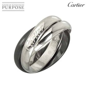 Cartier Trinity Medium MM #50 Ring, Ceramic, 18KWG, 3-Row, 750 White Gold, Ring