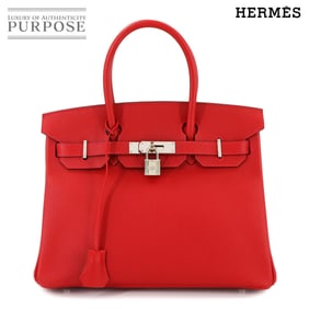 Hermes Hermès Birkin 30 Epson Rouge Cazac Handbag with Q Stamp and Silver Hardware