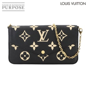 Louis Vuitton Monogram Empreinte Pochette Felicie Chain Wallet in Black and Beige Leather (M80482)