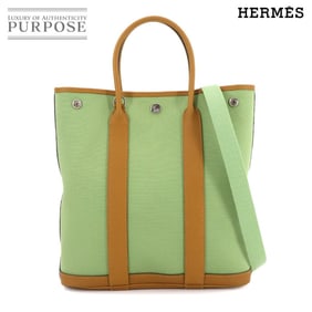 Hermes Hermès Garden File PM 2-way tote/shoulder bag in Toile Officier, Negonda, Vert Cricket, and