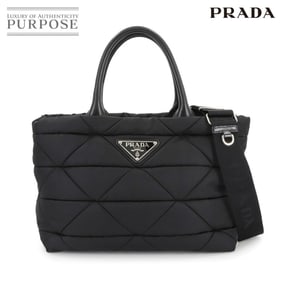 Prada Small Padded 2-way Tote/Shoulder Bag in Nero Black Nylon with Silver Hardware (1BG436)