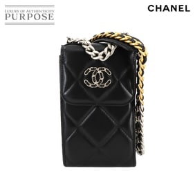 Chanel 19 Smartphone Case Chain Shoulder Bag in Black Lambskin (AP1773)