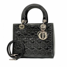 Christian Dior Lady Enamel Black 2-Way Handbag for Women P1414187