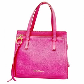 Salvatore Ferragamo Gancini Leather Handbag, Pink, Women's, P1401495