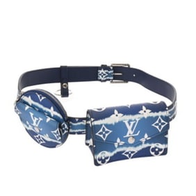 LOUIS VUITTON Monogram Santur Everyday Multi-Pocket Blue M0253 Men's Canvas Belt