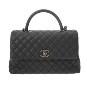 CHANEL Maxi Top Handle Flap Bag, 32cm, Gray, A92992, Women's, Caviar Skin, 2-Way Bag