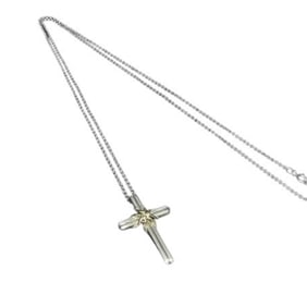 TIFFANY & Co. Signature Cross Necklace - Silver, Gold, SV925, K18, Women's