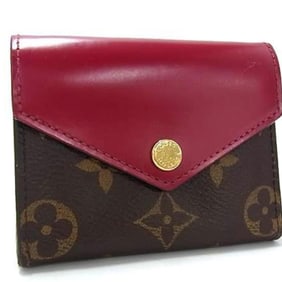 LOUIS VUITTON Louis Vuitton Monogram Portefeuille Zoe Tri-fold Wallet M62932 Brown Fuchsia Leather