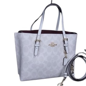 COACH Signature Molly Tote Bag, Size 25, C4250, Ivory and Leather, Women's