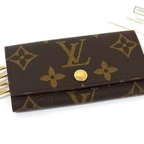 LOUIS VUITTON Monogram Multicle 4 Key Case M62631 Brown Leather for Men and Women