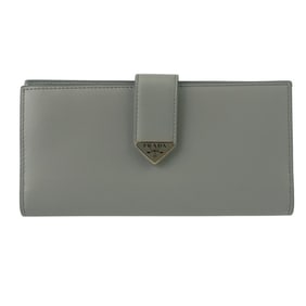 PRADA City Calfskin Tab Wallet 1MV025 Light Gray Leather Women's Bifold Long