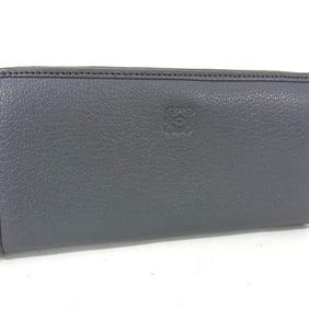 LOEWE Anagram Gray Leather Women's Round Long Wallet