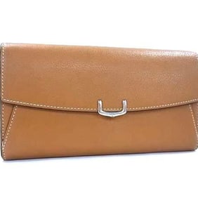 Cartier C de Brown Leather Women's Bifold Long Wallet