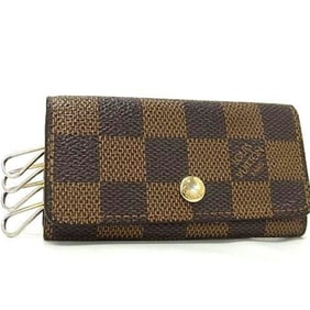 LOUIS VUITTON Damier Multicle 4 Key Case N62631 Ebene Leather for Men and Women, 4-Ring