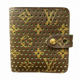 Louis Vuitton Monogram Perforated Compact Zip Bifold Wallet M95218 Vert for Men and Women