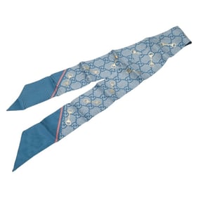 Gucci GG Print Horsebit Neck Bow in Light Blue Multicolor for Women