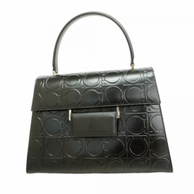 Salvatore Ferragamo Gancini Leather Handbag in Black for Women