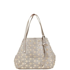 Jimmy Choo Sasha S Star Stud Handbag Tote Bag in Gray and Gold Leather for Women