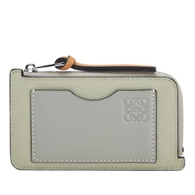 LOEWE Anagram Fragment Case, Card Coin Green Leather, Women's