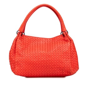 Bottega Veneta Intrecciato Parachute Tote Bag, Shoulder Handbag, Red Leather, Women's