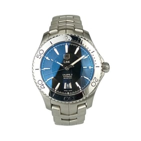 TAG Heuer Link Caliber 5 WJ201A Men's Watch with Black Dial and Stainless Steel Back Skeleton