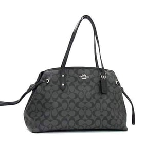 COACH Signature Drawstring Carryall Tote Bag F57842 in Black and Leather, Women's