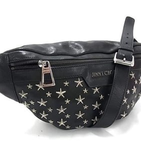 JIMMY CHOO Delhi Body Bag - Black Leather with Star Studs for Men and Women