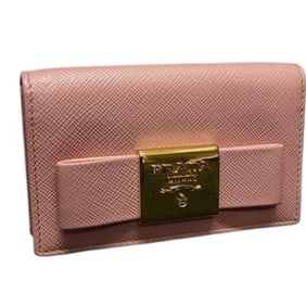 PRADA Prada Business Card Holder/Card Case 1MC122 PETALO Pink Saffiano Leather with Ribbon