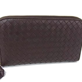 BOTTEGA VENETA Intrecciato Wallet 114076 Brown Leather Round Long for Men and Women