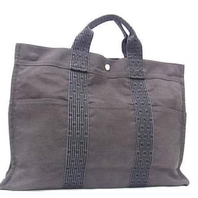 HERMES Air Line Tote MM - Gray Canvas Bag for Men and Women