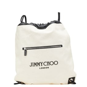 Jimmy Choo Backpack/Knapsack in Beige and Black Canvas with Leather, Women's