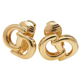 Christian Dior Dior CD logo earrings, gold plated, women's.