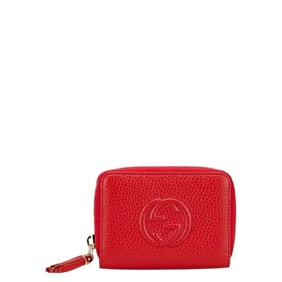 Gucci Soho Interlocking G Bifold Wallet with Coin Purse 598209 Red Leather Women's GUCCI