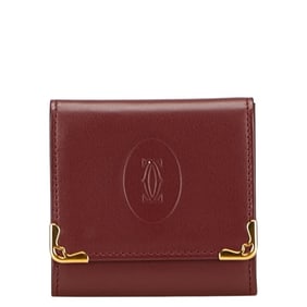 Cartier Must Line Coin Case, Wine Red/Bordeaux Leather, Women's, CARTIER