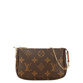 Louis Vuitton Monogram Mini Pochette Accessoires Chain Pouch M58009 Brown PVC Leather Women's LOUIS
