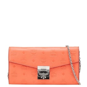 MCM Visetos Chain Wallet, Red Leather, Women's