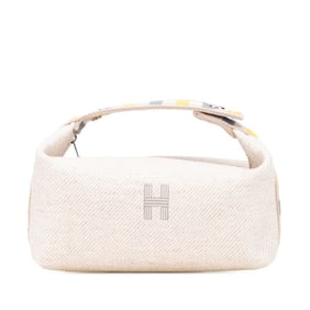 Hermès Bride A Black Au Carré Handbag Pouch Ivory Yellow Toile Chevron Women's HERMES